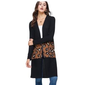 Summer 10 Black and Tan Animal print lightweight knit cardigan